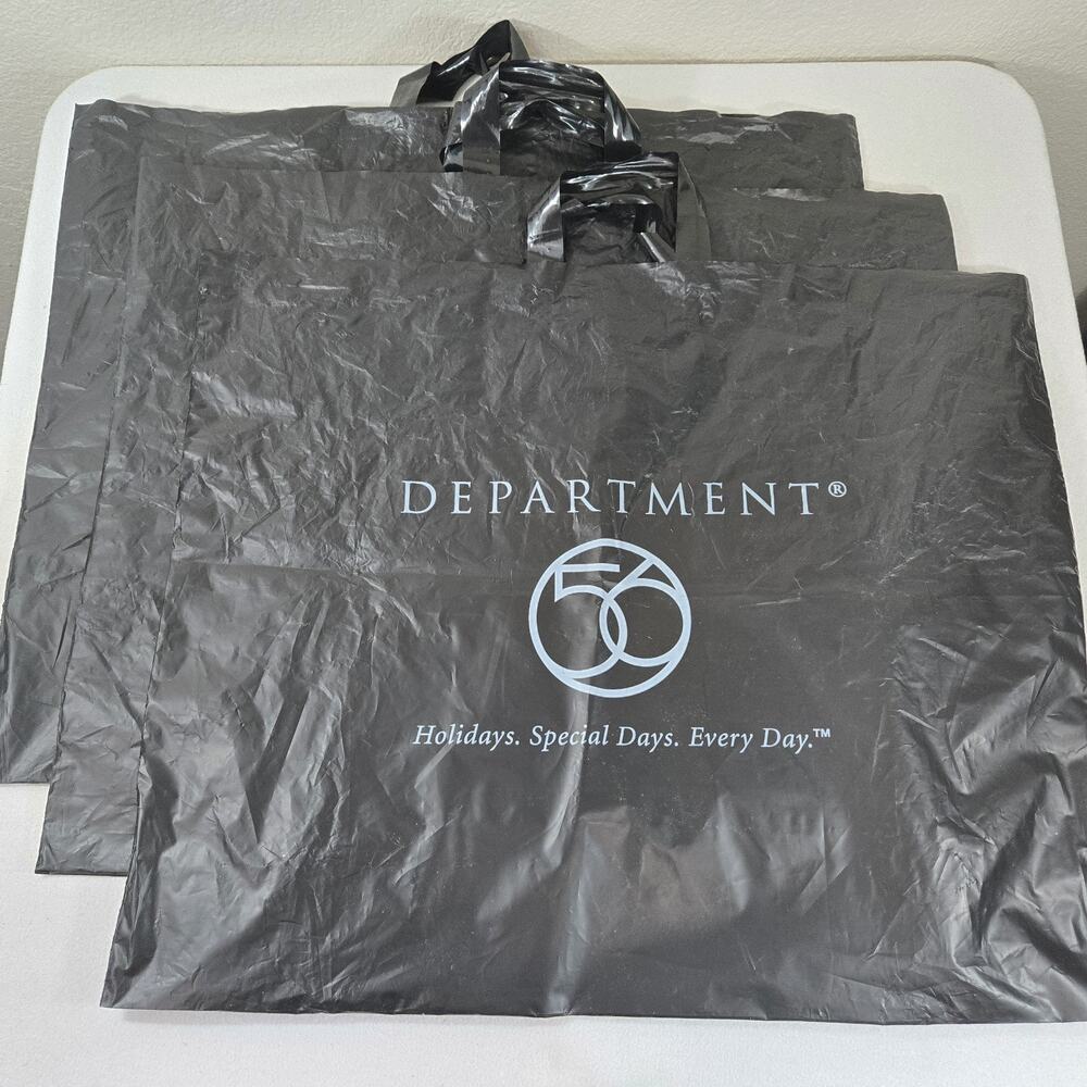 Department 56 Vintage Black Shopping Bags Lot of 3 Large 24x20 Retail
